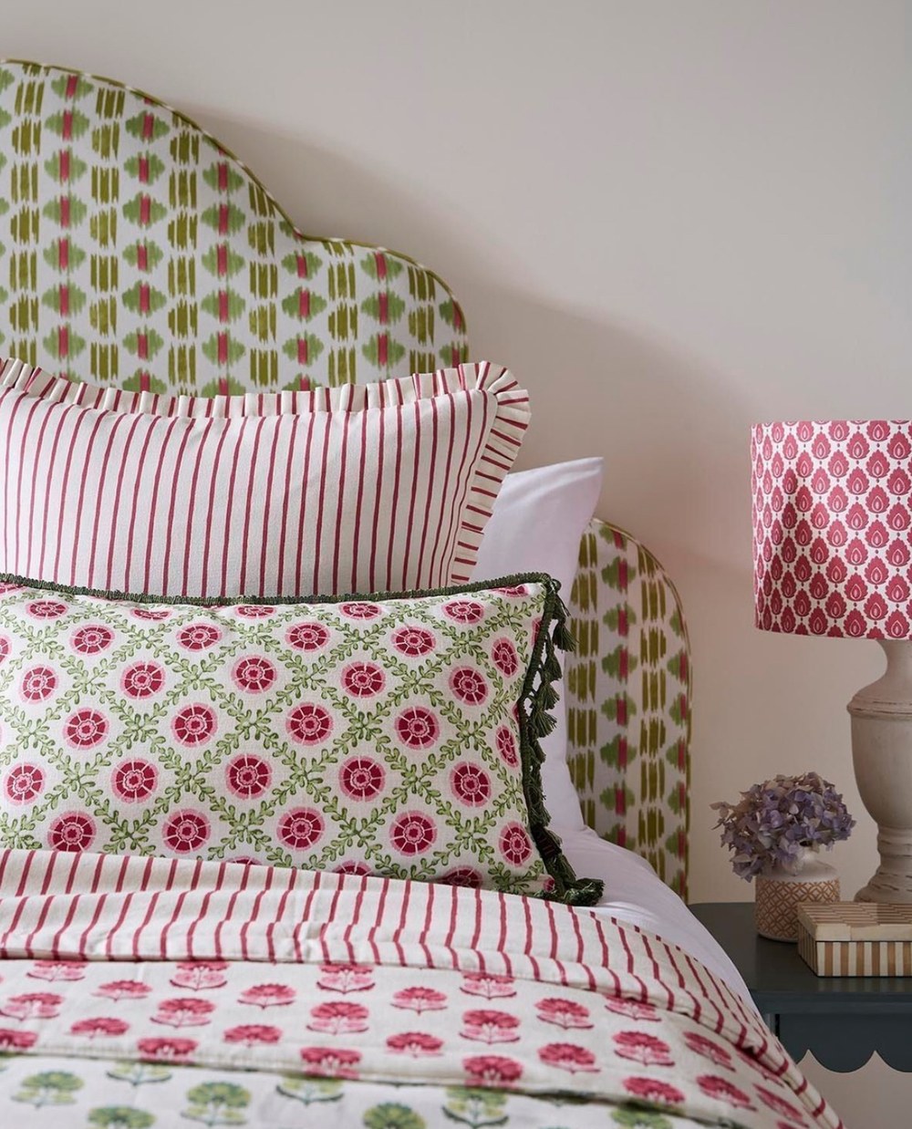 Bespoke upholstered floral headboard