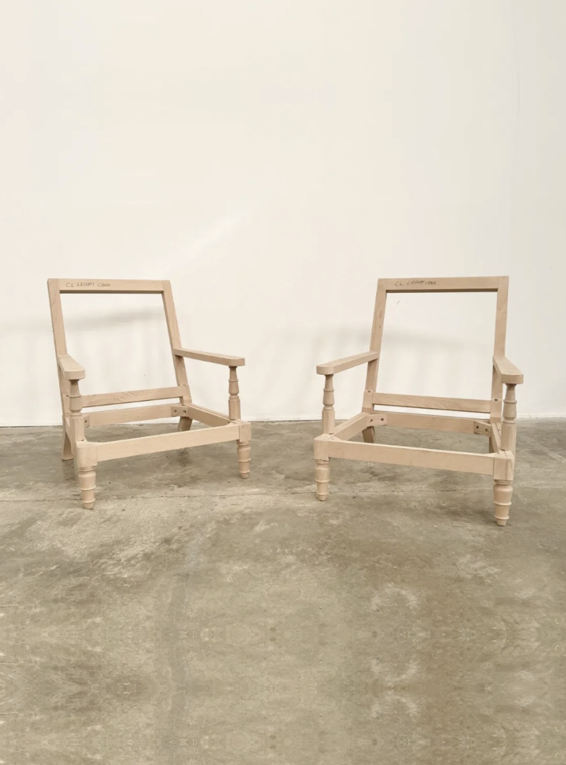Unfinished chair frames ready for upholstery